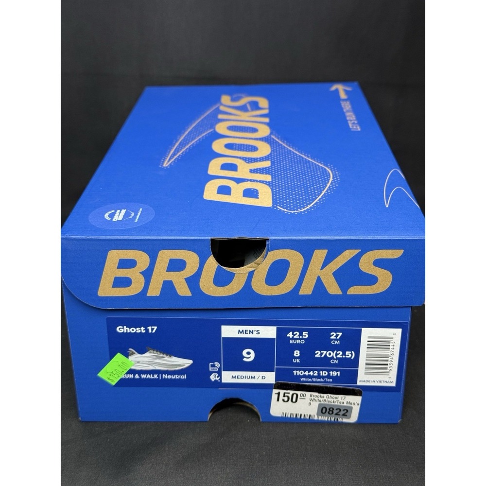 Unisex M9 - Brooks Ghost 17 White Black Tea NEW Run/Walk Neutral - Picture 9 of 9